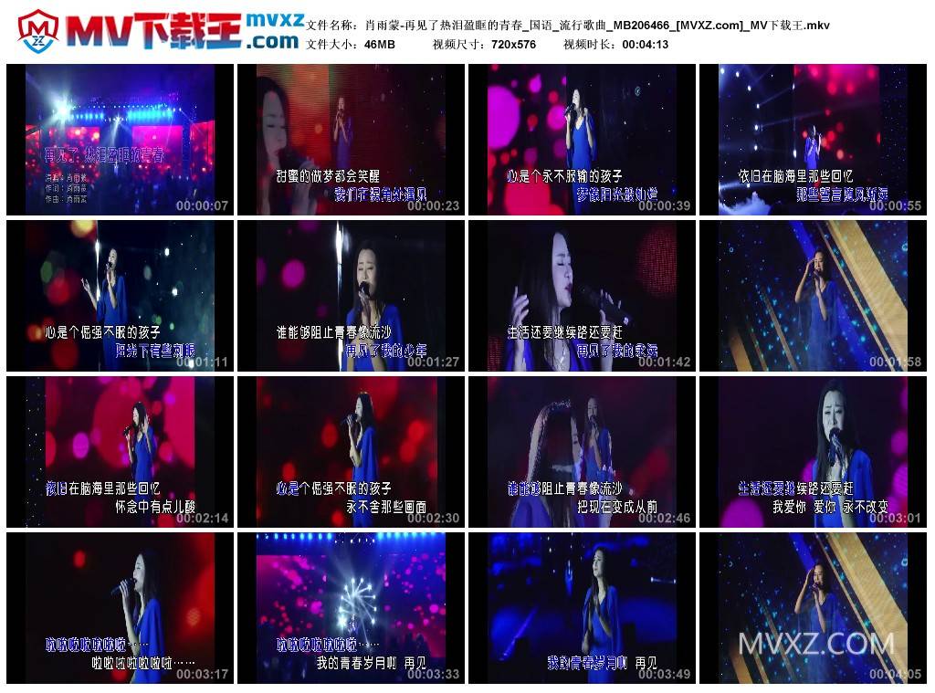 肖雨蒙-再见了热泪盈眶的青春_国语_流行歌曲_MB206466